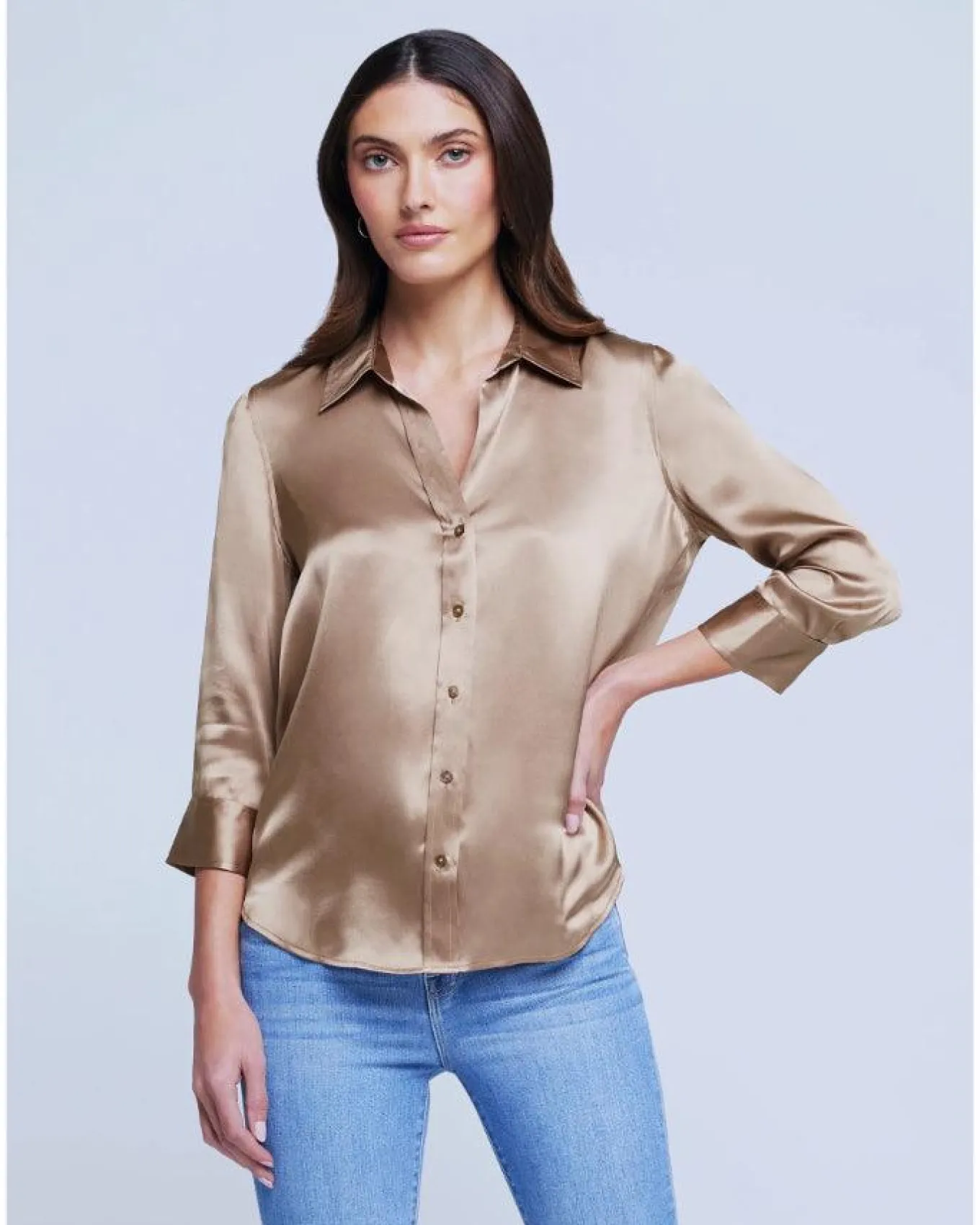 L'Agence Dani 3/4 Sleeve Silk Blouse