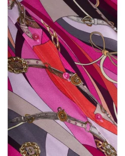 L'Agence Dani Pink Multi Buckle Swirl Print Blouse