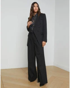 L'Agence Kendi Pinstriped Long Blazer