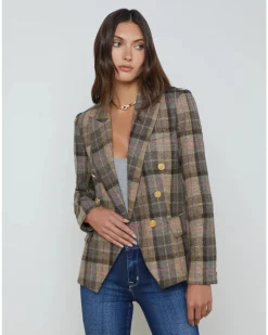 L'Agence Kenzie Plaid Double Breasted Blazer