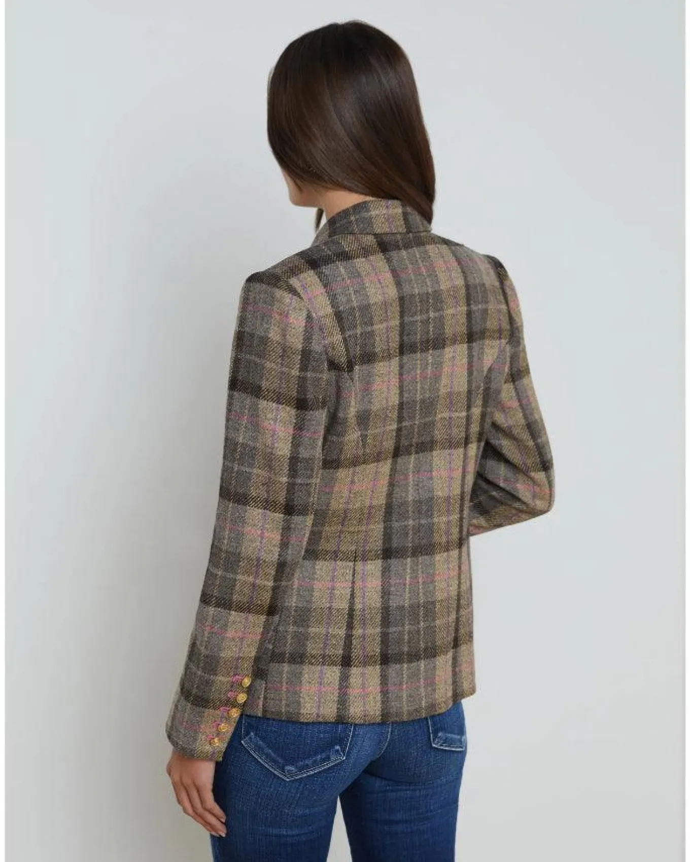 L'Agence Kenzie Plaid Double Breasted Blazer