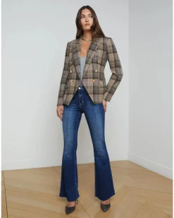 L'Agence Kenzie Plaid Double Breasted Blazer
