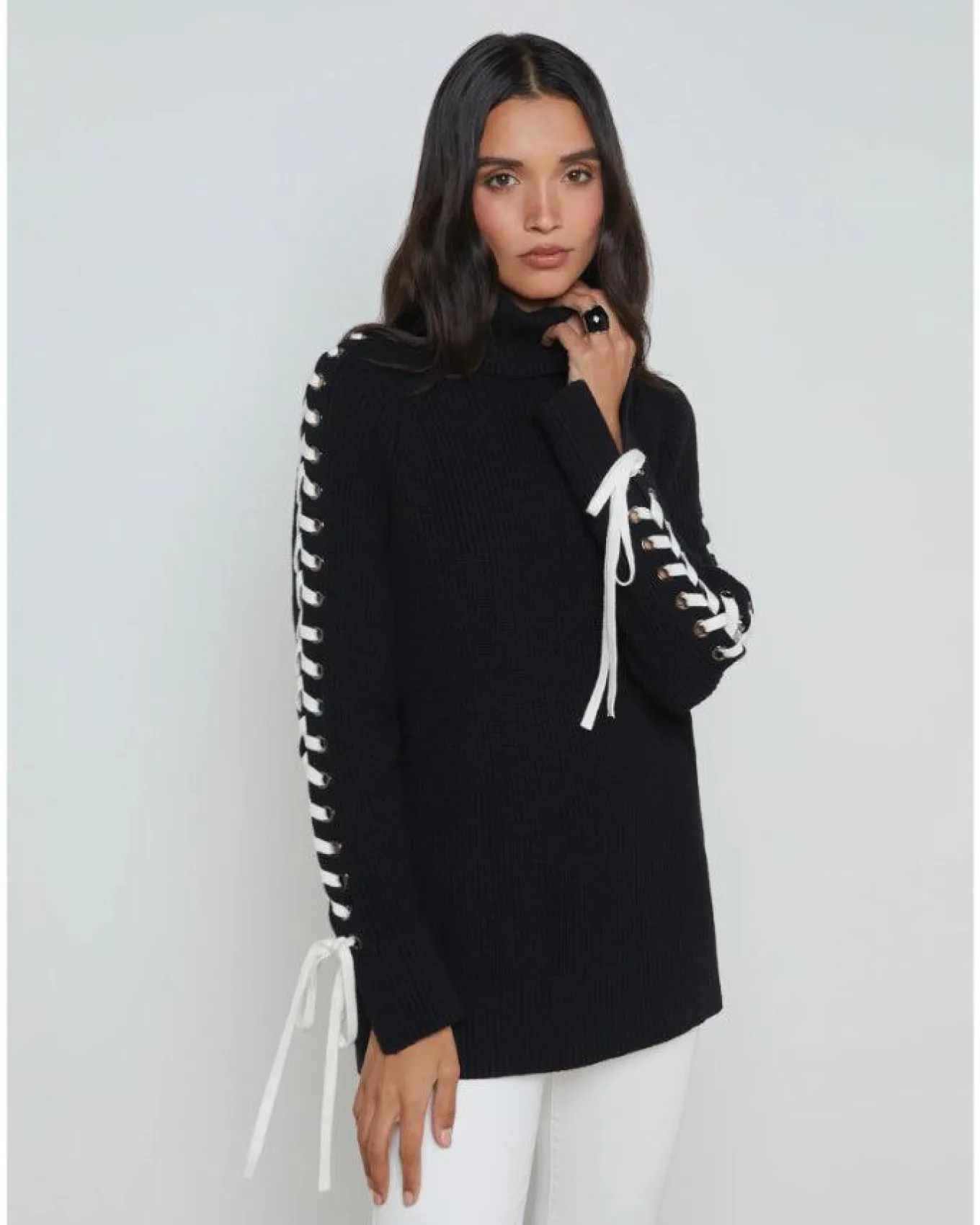 L'Agence Nola Lace Up Turtleneck
