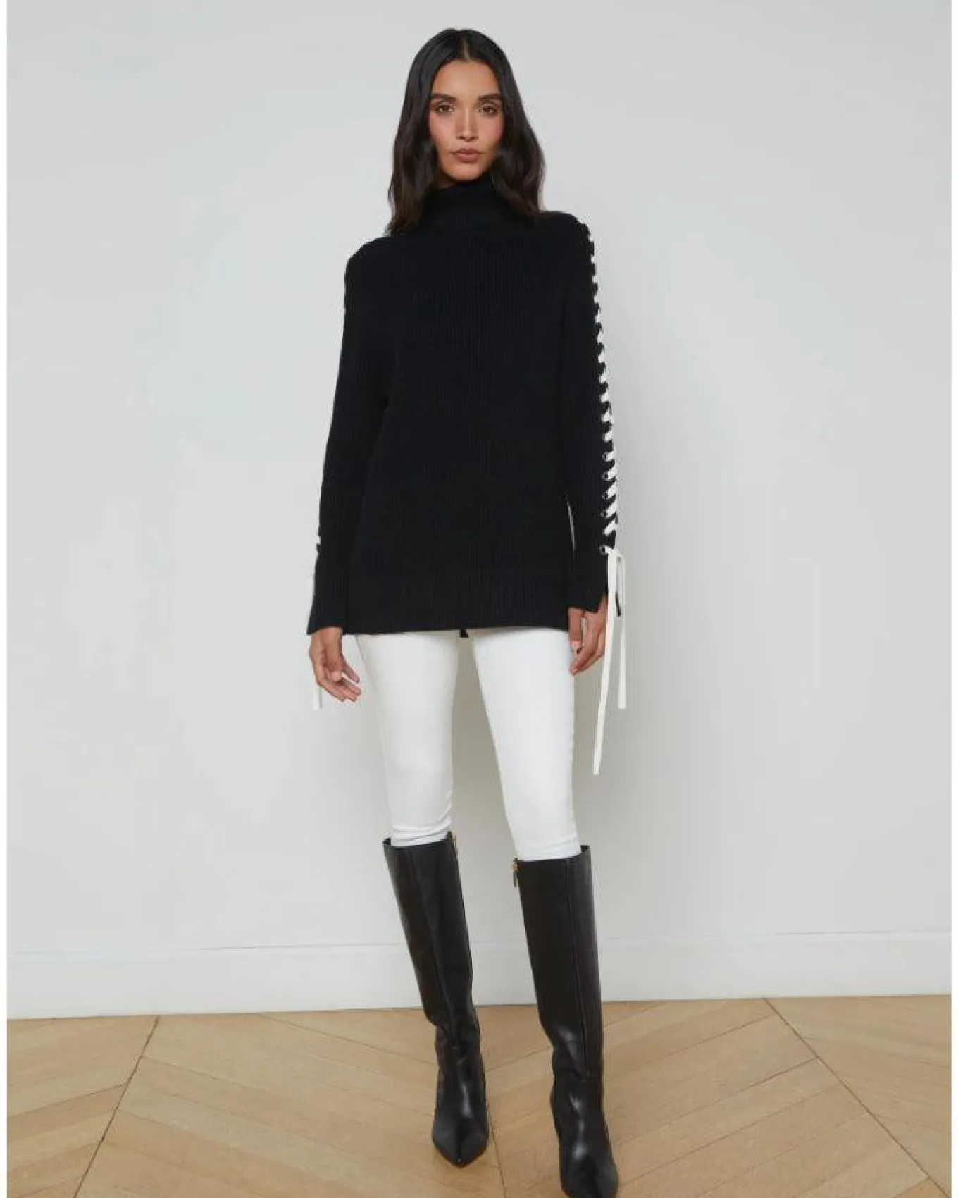 L'Agence Nola Lace Up Turtleneck