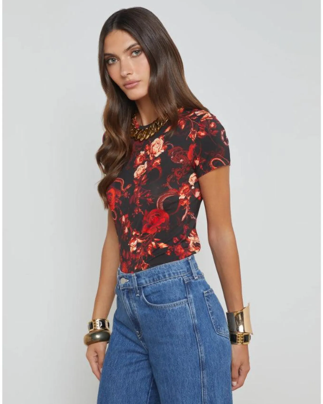 L'Agence Ressi Baroque Floral Tee