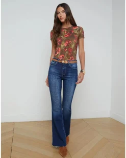 L'Agence Ressi Floral Cheetah Tee