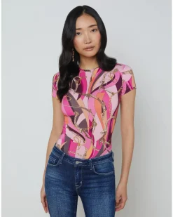 L'Agence Ressi Pink Buckle Swirl Tee