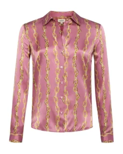 L'Agence Tyler Mauve Rose Metallic Chain Print Blouse