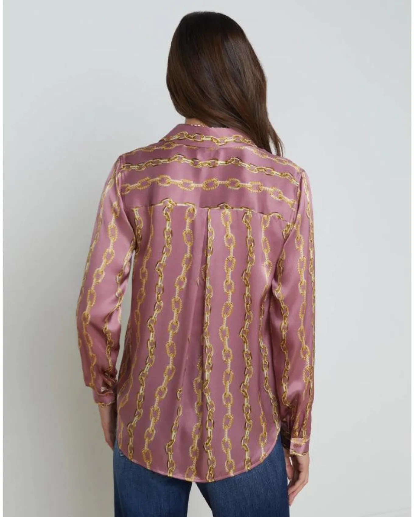 L'Agence Tyler Mauve Rose Metallic Chain Print Blouse