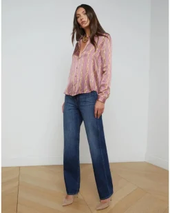 L'Agence Tyler Mauve Rose Metallic Chain Print Blouse