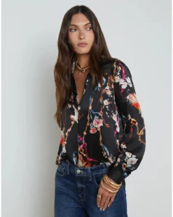 L'Agence Tyler Rococo Angel Print Blouse