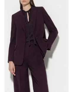 Luisa Cerano Burgundy One Button Blazer