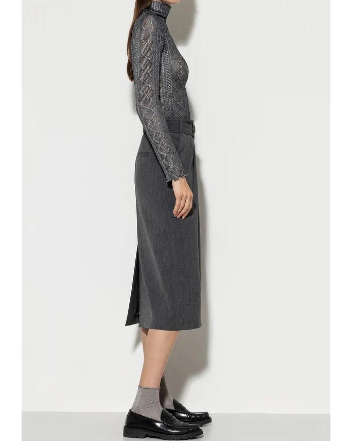 Luisa Cerano Cashmere Blend Belted Skirt