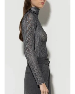 Luisa Cerano Glazed Lace Look Knit Pullover