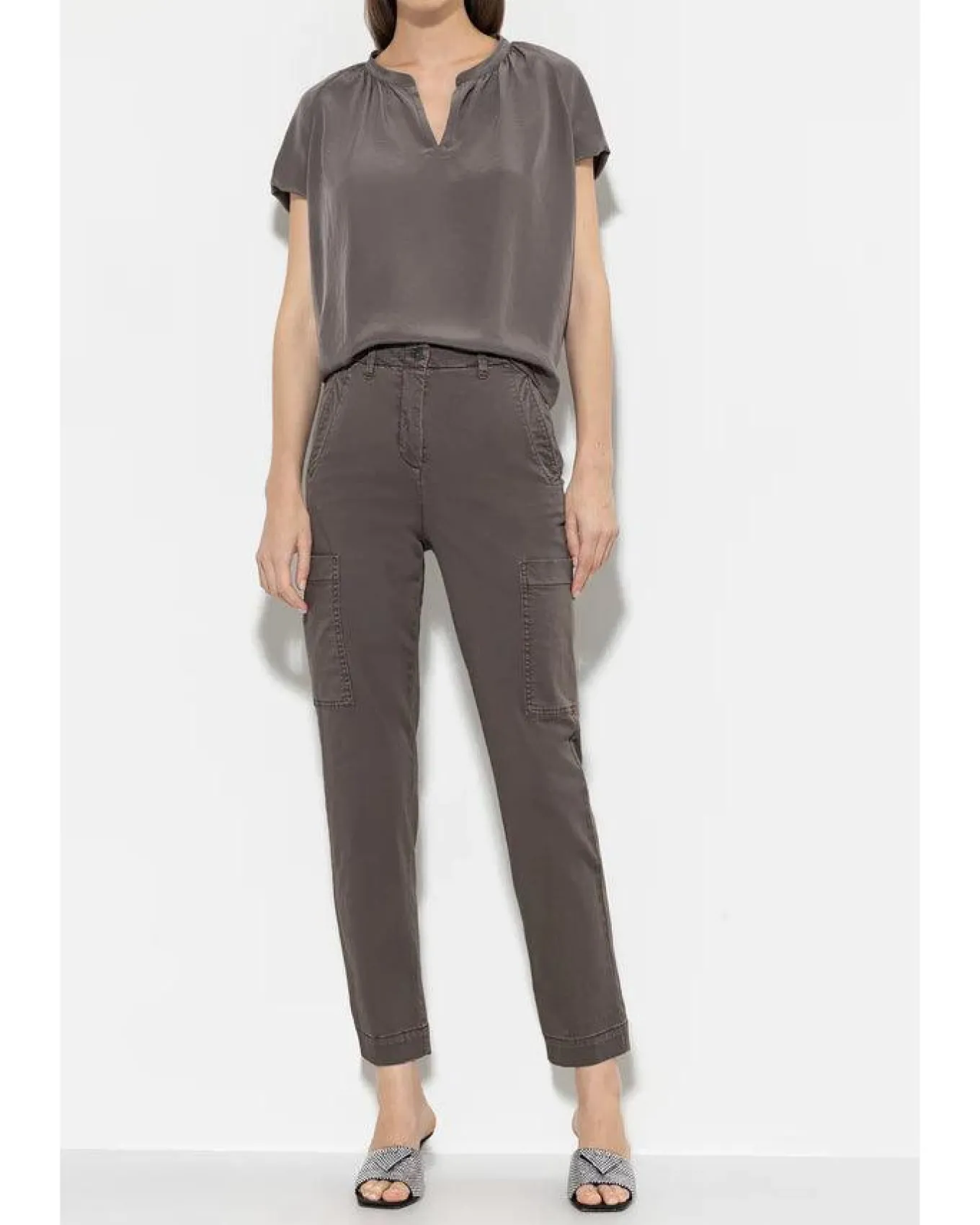 Luisa Cerano High Stretch Tappered Denim Cargo Pant