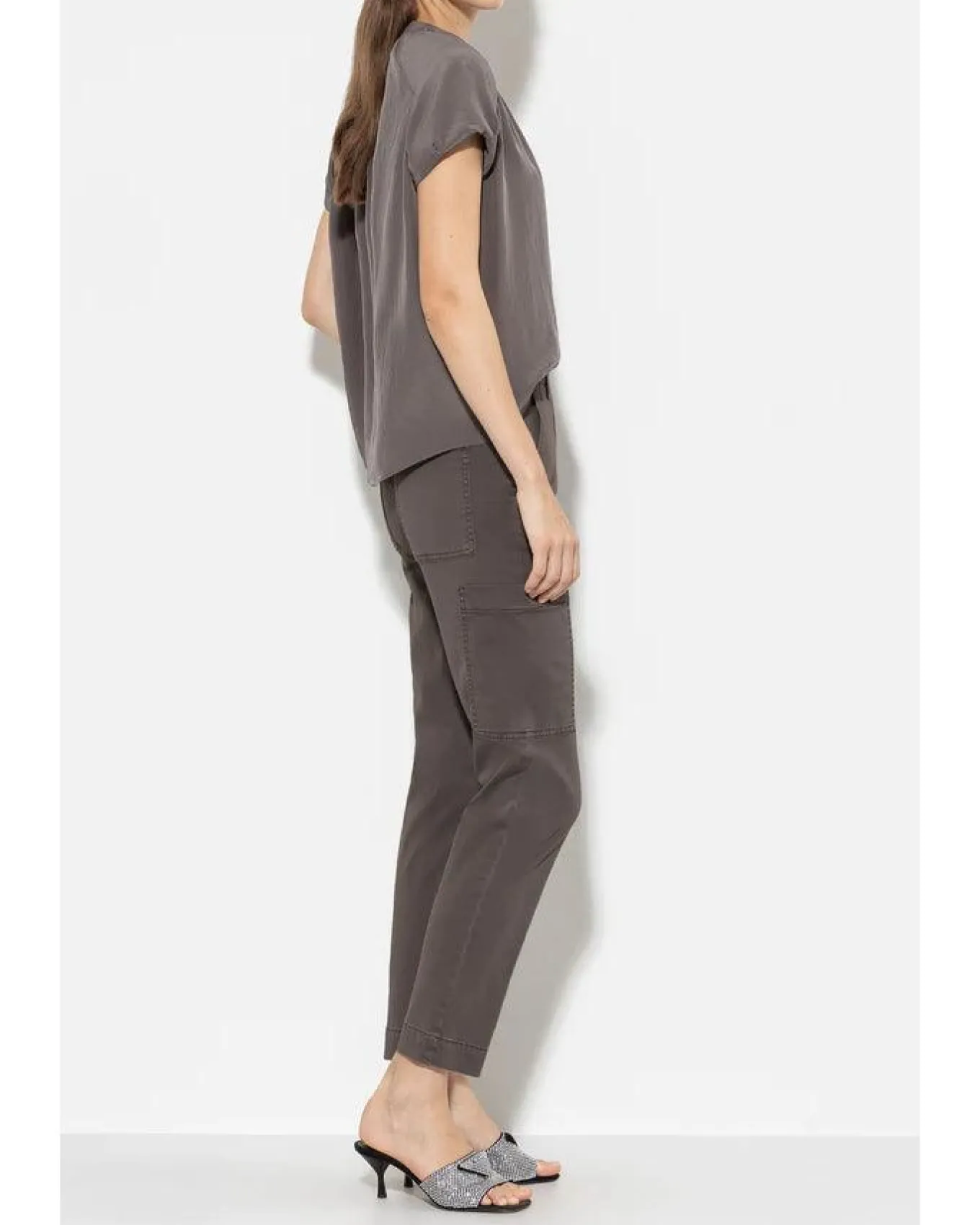 Luisa Cerano High Stretch Tappered Denim Cargo Pant