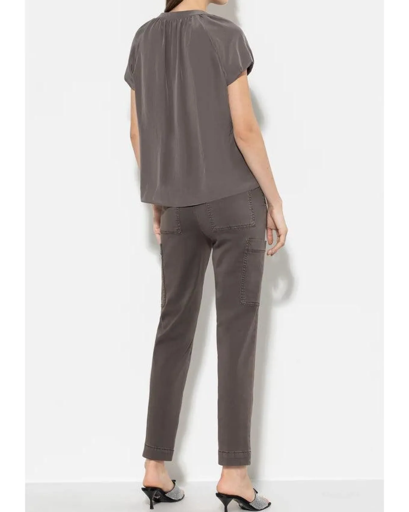Luisa Cerano High Stretch Tappered Denim Cargo Pant