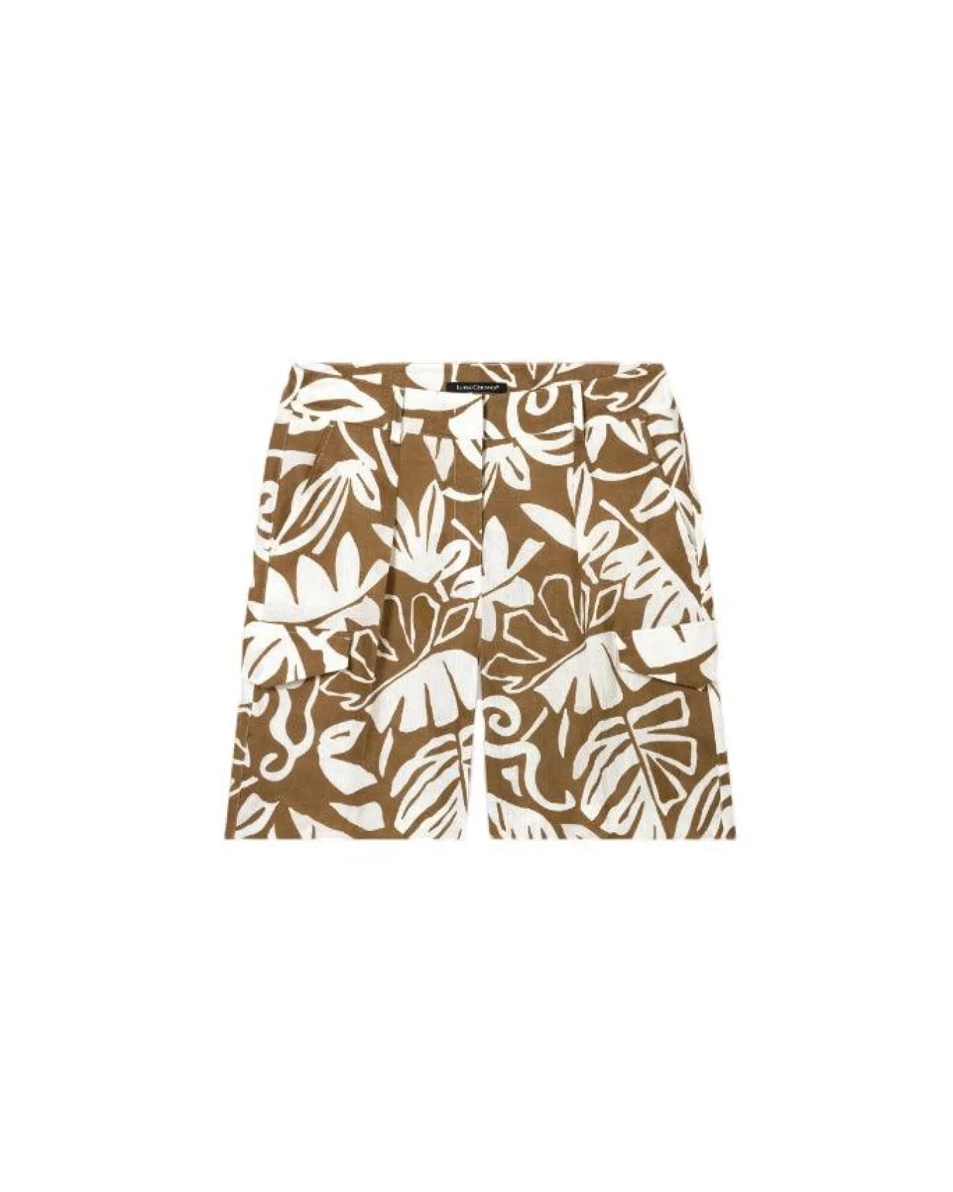 Luisa Cerano Leaf Print Cargo Shorts