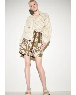 Luisa Cerano Leaf Print Cargo Shorts