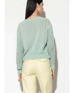 Luisa Cerano Ribbed Lace Detail Pullover