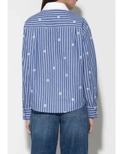 Luisa Cerano Striped Sequin Flowers Blouse