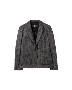 Luisa Cerano Tweed Wool One Button Blazer