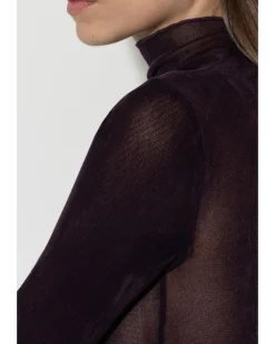 Luisa Cerano Velvet Look Mesh Turtleneck