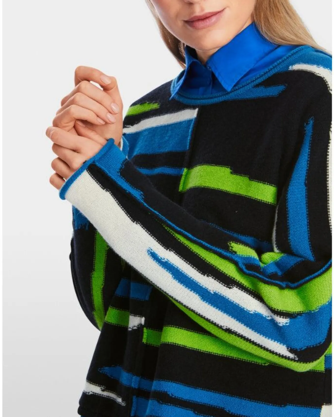 Marc Cain Asymmetric Stripe Pattern Sweater