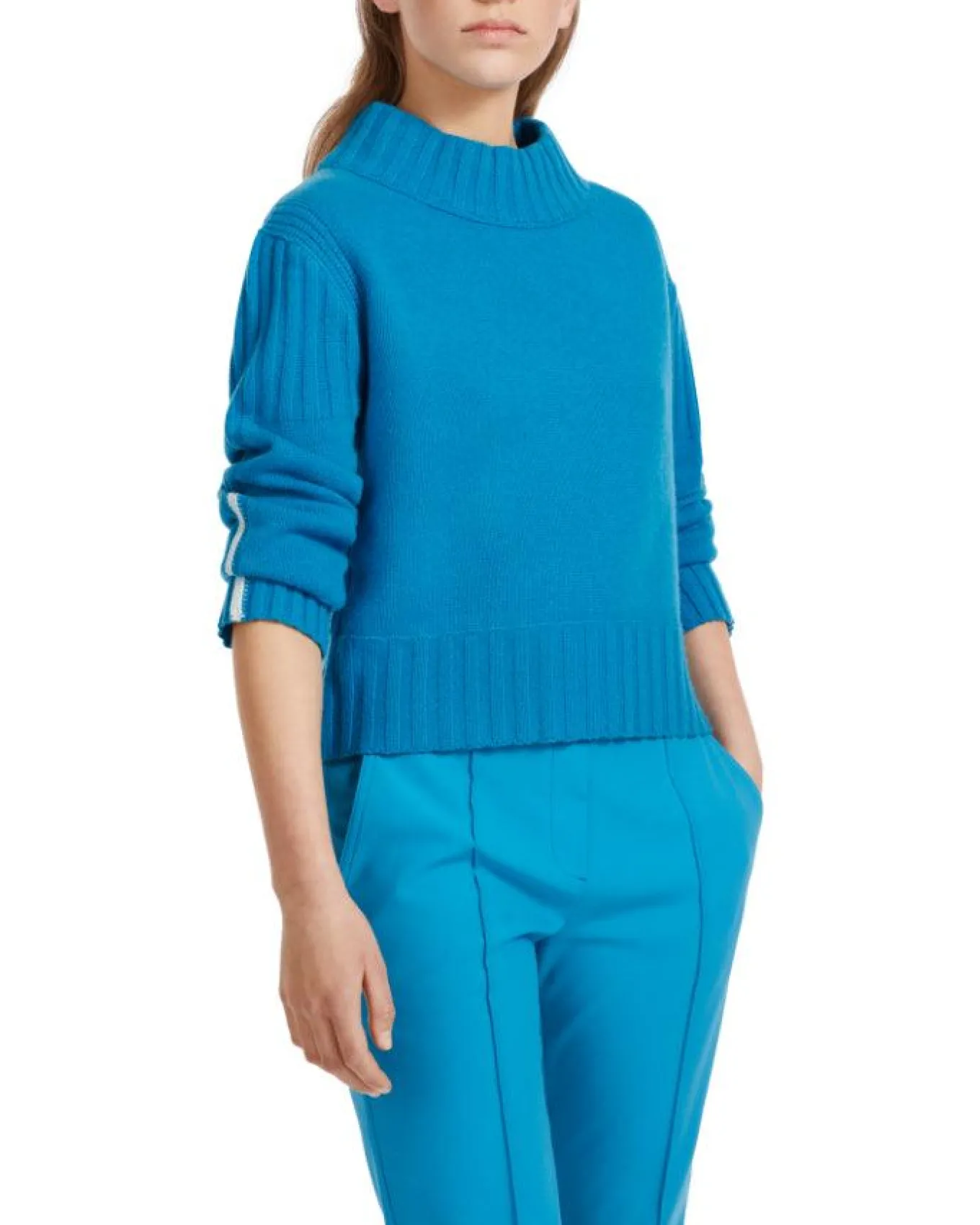 Marc Cain Cashmere Blend Funnel Neck Sweater Deep Sea