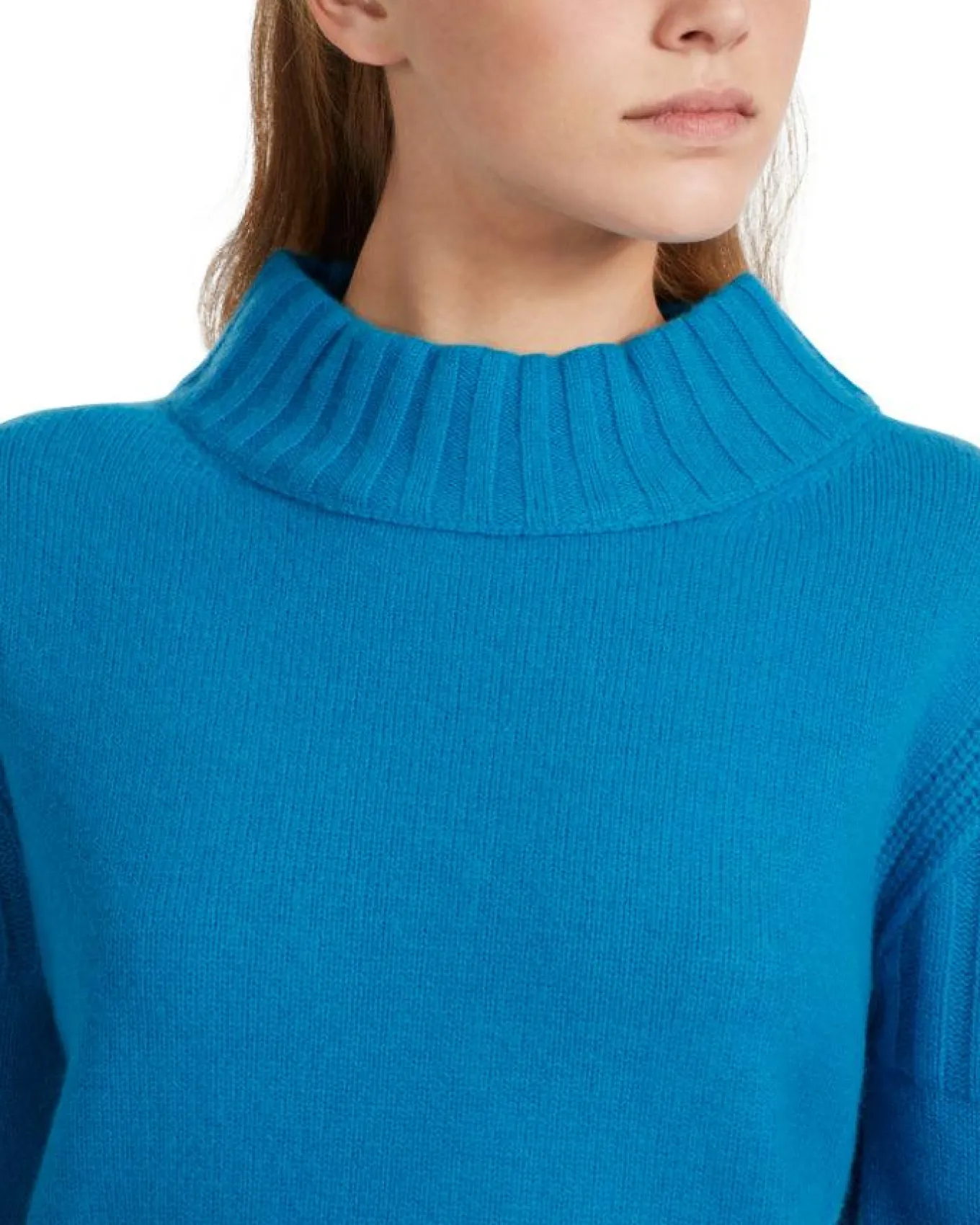 Marc Cain Cashmere Blend Funnel Neck Sweater Deep Sea