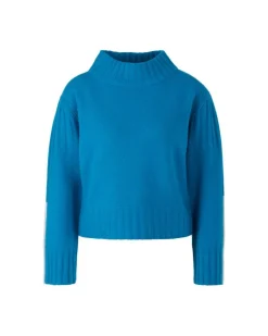 Marc Cain Cashmere Blend Funnel Neck Sweater Deep Sea