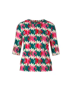 Marc Cain Colorful Print Ribbed Top