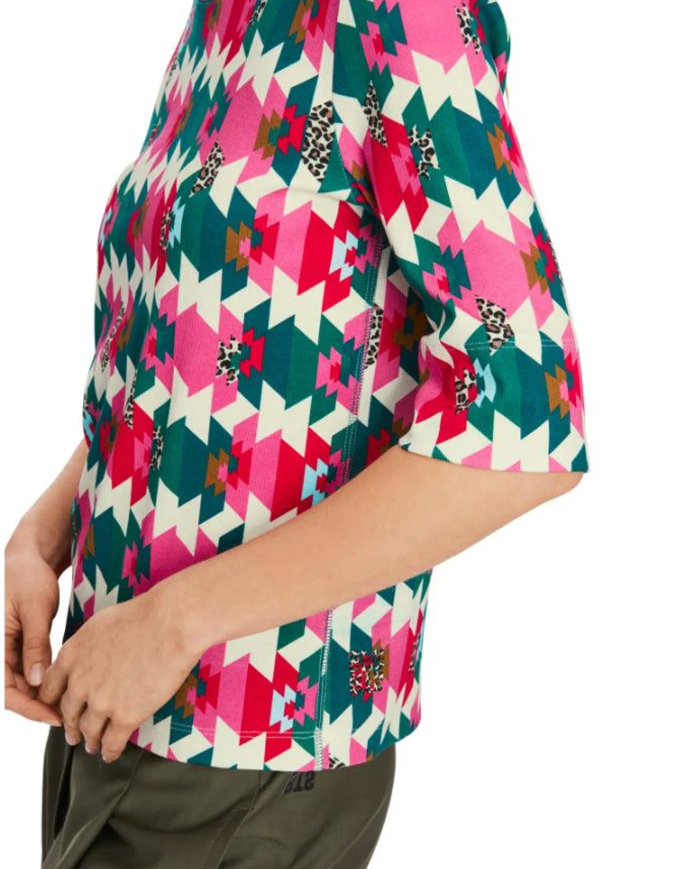 Marc Cain Colorful Print Ribbed Top