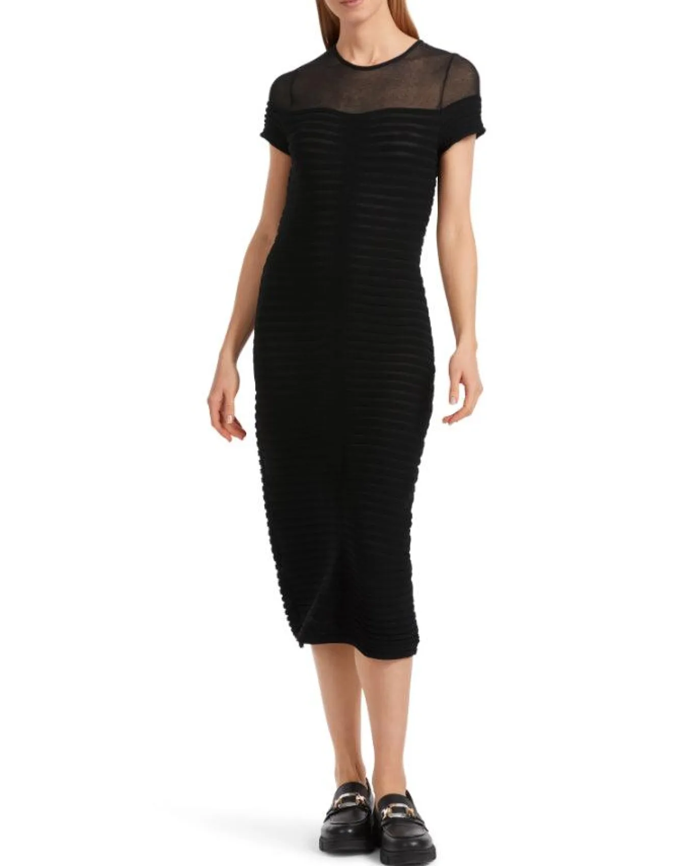 Marc Cain Figure Hugging Sheer Knit Dress