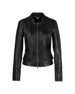 Marc Cain Leather Zip Jacket with Insert Details