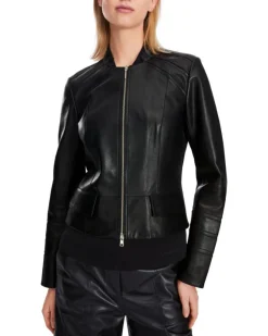 Marc Cain Leather Zip Jacket with Insert Details