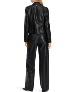 Marc Cain Leather Zip Jacket with Insert Details