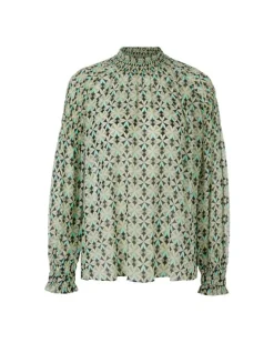 Marc Cain Malachite Print Smocked Blouse