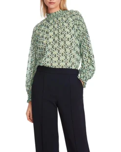Marc Cain Malachite Print Smocked Blouse