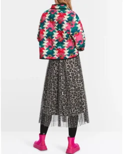 Marc Cain Reversible Print Quilted Snap Jacket