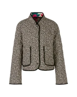 Marc Cain Reversible Print Quilted Snap Jacket