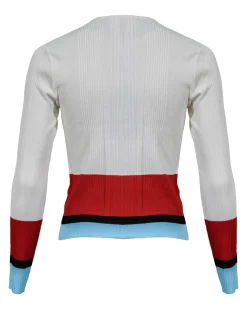 Marc Cain Ribbed Knit Non Wool Colorblock Cardigan