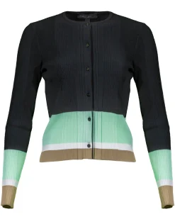 Marc Cain Ribbed Knit Non Wool Colorblock Cardigan