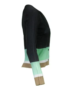 Marc Cain Ribbed Knit Non Wool Colorblock Cardigan