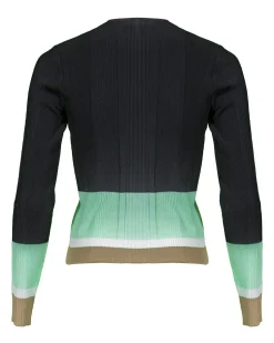 Marc Cain Ribbed Knit Non Wool Colorblock Cardigan