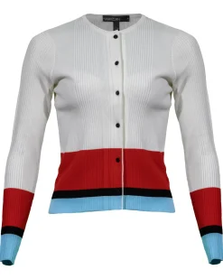 Marc Cain Ribbed Knit Non Wool Colorblock Cardigan
