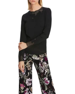 Marc Cain Sheer Embroidered Details Top