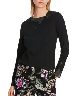 Marc Cain Sheer Embroidered Details Top