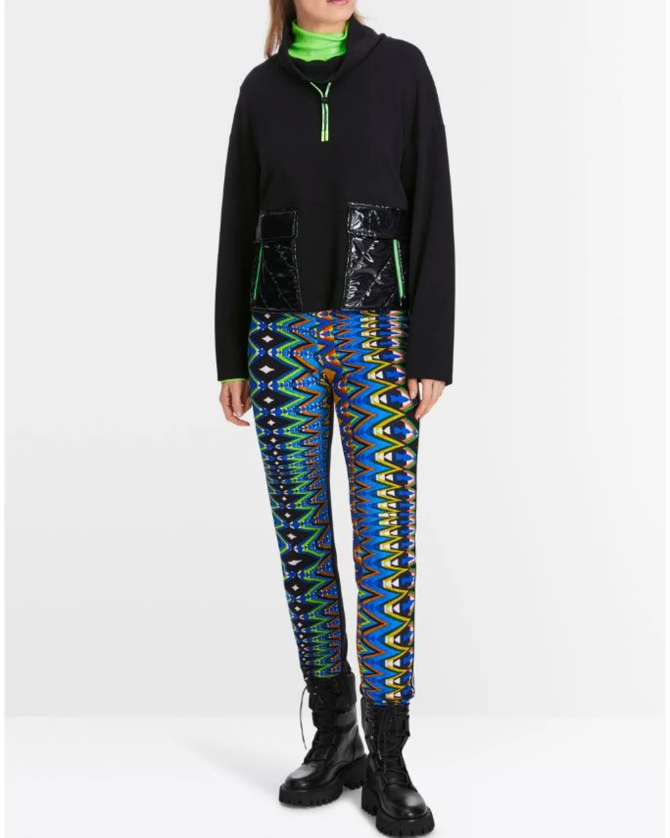 Marc Cain Shiny Quilt Pocket Sweatshirt