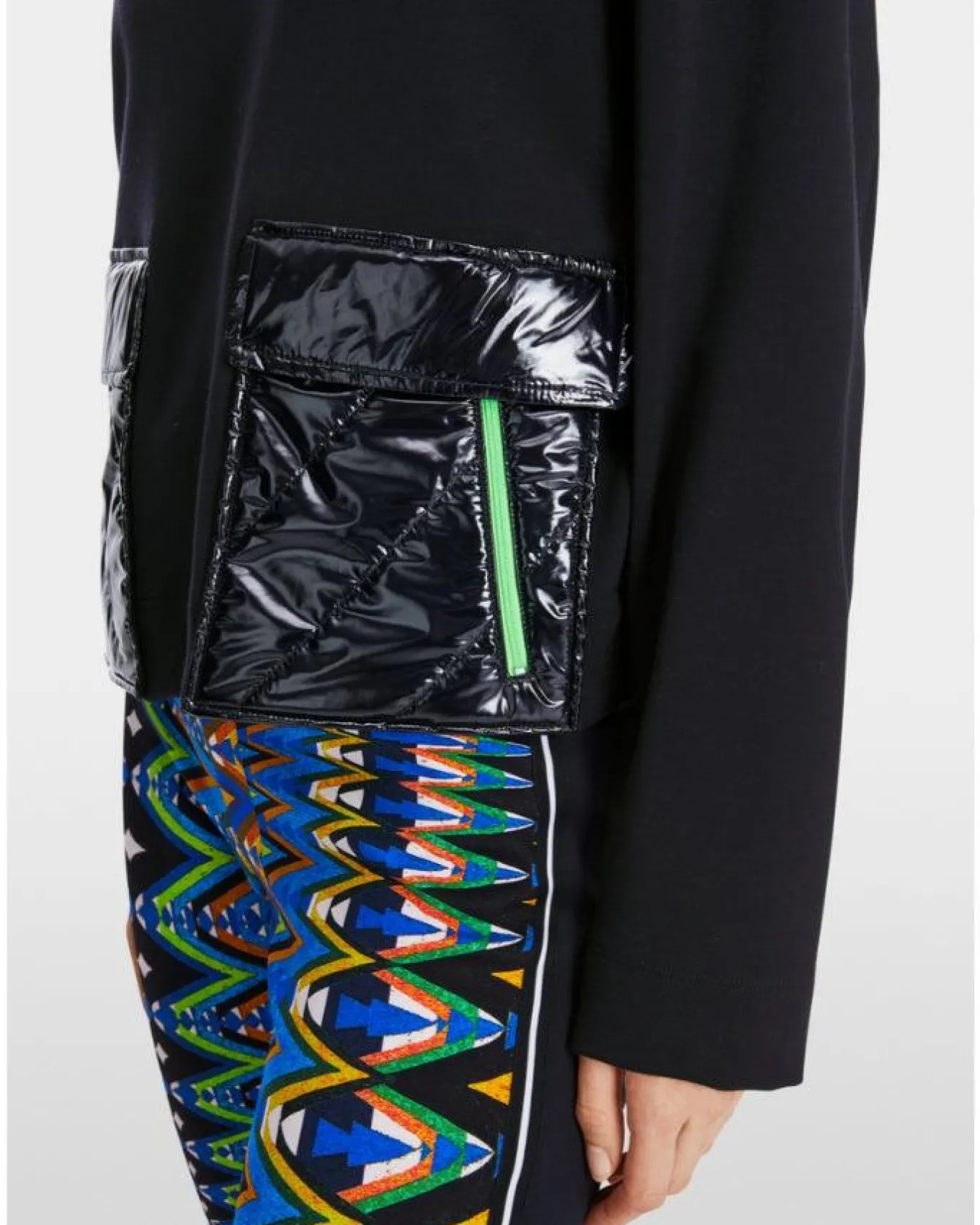 Marc Cain Shiny Quilt Pocket Sweatshirt